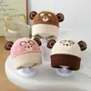 Nuevo gorro de punto cálido de invierno para niños, gorro de punto infantil, estilo coreano ins, lindo gorro de punto de oso de dibujos animados
