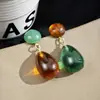 Pendientes de Plata Aguamarina Geométricos de Lujo con Forma de Gota de Agua Diseño de Nicho de Alta Gama Pendientes de Atmósfera Clara Pendientes para Mujer
