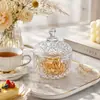 Azucarero de Cristal Transparente, Caja de Caramelos Estilo Europeo con Tapa, Frasco Multifuncional de Almacenamiento para Snacks y Joyería de Sala de Estar