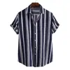 AliExpress EBAY2021 nueva camisa de manga corta para hombre moda camisa a rayas holgada generación de cabello de hombre