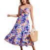 Foto real Roupa feminina europeia e americana Amazon 2025 novo vestido de alças de verão para senhoras saia estampada de grande roda