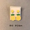 Brincos de Pressão para Crianças Doces e Fofos Flor de Férias Fruta Grafite Redondo Geométrico Pingente de Acrílico Brincos para Meninas Modernos