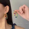 Nuevo Conjunto Coreano de Collar y Pendientes de Perlas de Colores Dopamina Multicapa, Cadena Versátil de Clavícula de Moda con Dulce Temperamento