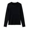Camiseta Base de Seda y Lana Otoño/Invierno para Mujer 2026 Nueva Simple Versátil Tejido de Punto Corte Ajustado Suave Cuello Redondo