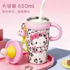 2026 Botella de Agua Térmica de Dibujos Animados de Kt Cat Nuevo Diseño de Alto Valor con Popote Portátil para Oficina y Coche Taza de Gran Capacidad con Asa