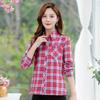 Camisa de manga larga para mujer de mediana edad y anciana, nueva camisa holgada que combina con todo, chaqueta informal a cuadros para mujer, ropa de verano para primavera y otoño