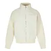 Chaqueta de Plumas de Moda para Hombre Cuello Alto vibe Americana Parche de Punto en la Manga Raglán Media Altura Cuello Chaqueta de Béisbol Cremallera Ropa de Abrigo