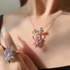 Colgante Versa Chanel Mariposa Azul con Borla para Mujer Chapado en Platino PT950 Palacio Luz de Lujo Colgante de Lazo