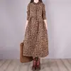Vestido de Inverno 2026 Novo Estilo Coreano Comprimento Médio Solto Artístico Casual Confortável Acolchoado Grosso Floral Algodão Linho