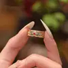 Anillo de Plata Pura 9999 Doble Hoja de Loto Plata de Ley Esmalte Dorado Anillo Calado Nuevo Chinoiserie Estilo Nacional Regalo para Amigos