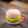 Taza de hamburguesa con tapa taza de cerámica de aspecto elegante Taza de agua para el hogar y la oficina taza personalizada para leche desayuno taza de café