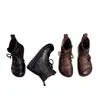 Botines Planos de Mujer Cálidos con Forro de Felpa, Suela Suave, Estilo Vintage, Nuevos para Primavera y Otoño, Botas de Cuero Versátiles y de Moda para Mujer