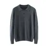 ¡Cachemira de lujo! Suéter de cachemira 100% para hombre para otoño e invierno, cuello tipo polo, cálido, tejido simple, camiseta base de cachemira