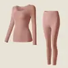 Camiseta interior ultrafina 37 grados ropa interior térmica calefacción muscular base piel belleza traje ropa de otoño sin costuras pantalones rojo grande