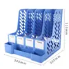 Estante para Archivos Engrosado Caja para Archivos Caja de Almacenamiento Portadocumentos Organizador de Archivos de Escritorio Suministros de Oficina Atril de Libros Cuatro Secciones