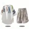 Atacado Comércio Exterior Verão Rua Americana T-shirt Shorts Conjunto Casual Marca Tendência Masculina Tamanho Grande Roupas Largas Conjunto Completo