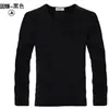 Roupa íntima térmica masculina outono e inverno, camiseta casual de manga comprida com forro de lã grossa, camisa básica de gola redonda masculina, outlet de fábrica
