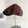 Chapéu Xadrez da Moda Outono/Inverno para Mulheres, Boné de Beisebol Casual Versátil e Estiloso, Boina Tendência para Usar ao Contrário