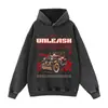 Sudadera con Capucha Vintage Lavada de Peso Pesado con Estampado de Coche Clásico, Top Casual Unisex, en Stock para Envío Inmediato