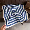 Bufanda de Seda de Moda con Estampado de Rayas Geométricas, Chal de Alta Gama, Bufanda para el Cuello con Protección Solar, Pañuelo Cuadrado Pequeño, Pañuelo para la Cabeza, Bufanda para Mujer