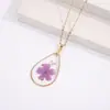 Colgante de Flor Real Hecho a Mano Transfronterizo Europeo y Americano Flor de Diciembre Nomeolvides Margarita Collar de Flores Secas Naturales Joyería para Mujer