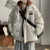 Chaqueta de algodón de dos piezas sintéticas para hombre, abrigo de algodón cálido grueso casual holgado de invierno, chaqueta de algodón con capucha de moda estilo japonés