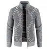 Suéter cárdigan a rayas con cuello alto de comercio exterior para jóvenes, moderno, con cremallera, chaqueta para hombre, punto casual para otoño e invierno