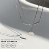 Collar de plata de doble capa para mujer, diseño de nicho simple, temperamento, estilo frío, cadena de clavícula, cadena de suéter corto de celebridades de Internet, todo a juego