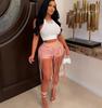 Comercio Exterior Transfronterizo Pantalones Sexy de Cuero PU Estilo Europeo y Americano Estilo INS Pantalones Cortos Tejidos con Cordón de Cuero Cintura Baja Nuevo Producto Verano 2022