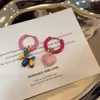Corea del Sur Dongdaemun Esmalte Colorido Globo de Amor Hebilla Oreja de Perro Corazón de Niña Lindos Dulces Pendientes Accesorios para Orejas Texturizados
