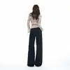 Calça Casual Retrô Americana com Cordão, Cintura Média-Baixa, Corte Reto Levemente Solto, Outono/Inverno 2026, Transfronteiriça, para Mulheres