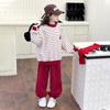 Invierno 2024 Nuevo Conjunto de Chándal Grueso Acolchado con Forro Polar para Niñas Otoño e Invierno Conjunto de Dos Piezas de Invierno para Niñas