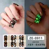 Película de esmalte de uñas que brilla en la oscuridad para Halloween, diseño de caricatura de calabaza, pegatinas de uñas impermeables y de larga duración, pegatinas populares de arte de uñas transfronterizas, en stock
