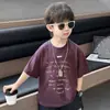 X341 Camiseta de Manga Corta con Letra para Niños Verano Nuevo Estilo Camiseta de Media Manga para Niños Estilo Coreano Elegante Ropa para Niños t