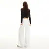 Pantalones casuales juveniles de color Naranja # Liso con cintura elástica ancha para mujer, corte holgado, adelgazantes, modernos y versátiles, pantalones de largo completo