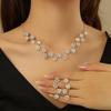 2024 Explosões Noiva Europeia e Americana Nova Moda Flor Diamante Colar Brincos Pulseira Conjunto de Duas Peças Saída de Fábrica