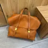 Mochila Grande de Gran Capacidad Estilo Retro 2025 para Mujer de Piel de Vaca Curtida al Vegetal Mochila Casual para el Trabajo Maletín de Piel Genuina