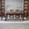 Mesa y Sillas de Comedor de Madera Maciza Wujin Chino y Piedra Sinterizada Set de Mesa para el Hogar Mesa Pequeña para Apartamento Mesa Rectangular