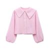 Comercio exterior al por mayor, estilo europeo y americano, moda de primavera 2025 para mujer, camisa informal de solapa corta a cuadros, top para mujer K52559