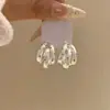 Brincos de círculo geométrico de prata estilo coreano para mulheres, brincos minimalistas de nicho de alta qualidade, brincos de argola lisos elegantes