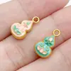 Colgante pequeño de calabaza de la fortuna esmaltada en oro tradicional estilo chino para la riqueza y la prosperidad, accesorios de joyería para pendientes y collares DIY