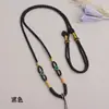 Colar Lanyard de Tricô Fino Feito à Mão com Nó de Transferência Quatro Tranças Fivela Segura Pingente de Jade e Ouro Unissex com Corda