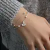 Pulsera Trébol de Cuatro Hojas de la Suerte Doble Capa Zircón Hoja de Ginkgo Pulsera Estudiante Mejor Amigo Cuentas Redondas Pulsera de Hojas Estilo Coreano