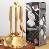 Espátula e colher de aço inoxidável 304 utensílios de cozinha, espátula para panela de aço inoxidável, escumadeira para hot pot, conjunto de presente dourado específico para cozinha