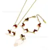 Conjunto de Pulseira, Colar e Brincos de Aço Titânio Popular Transfronteiriço 13mm Trevo de Cinco Folhas, Joias de Trevo de Quatro Folhas 18K Atacado