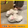 Novas Chinelos de Algodão com Laço de Desenho Animado de Gato Estilo Coreano Outono e Inverno Chinelos Fechados Peludos Quentes para Mulheres