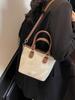 Bolso de mano con textura de alta gama para mujer, nueva moda 2025, bolso de hombro tipo cubo, bandolera sencilla