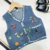 Chaleco de Mezclilla Bordado para Niñas, Atuendo Otoño 2026 Primavera-Otoño, Chaqueta Chaleco para Bebé, Chaleco de Primavera de Moda para Niñas