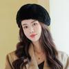 Sombrero de felpa estilo coreano para mujer, otoño e invierno, sombrero de calabaza, sombrero de pintor vintage, boina cálida de piel de conejo, boina británica