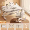 Juego de Escritorio y Silla para Estudiar Infantil, Escritorio Ajustable para Estudiante de Primaria, Escritorio de Escritura, Escritorio de Uso Doméstico con Estantería Integrada, Escritorio Metálico para Sala de Estudio